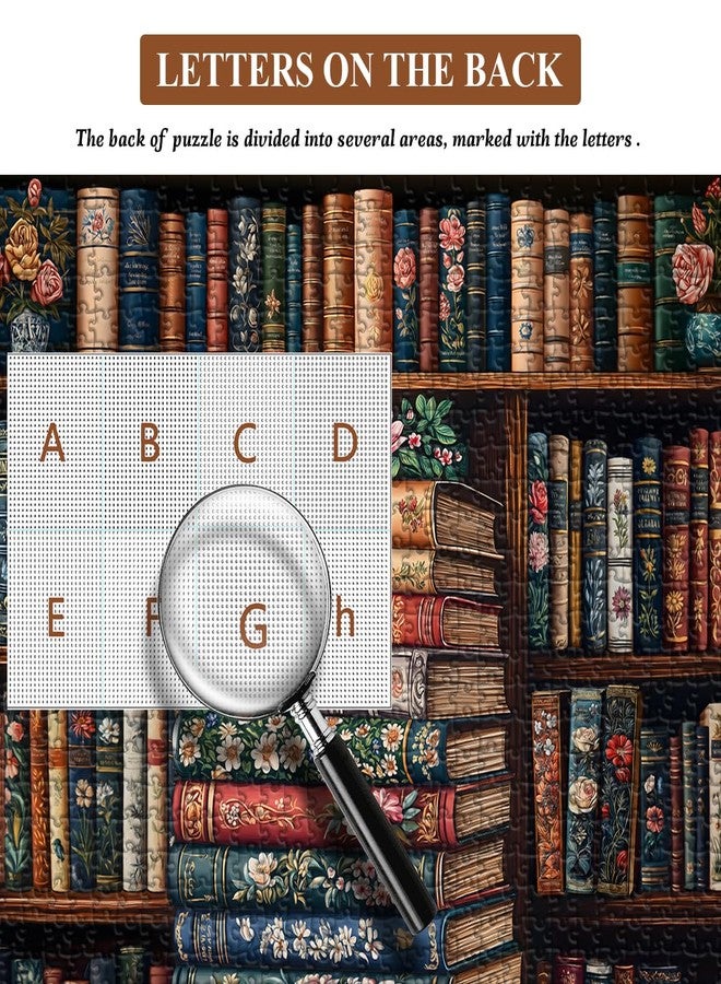 PICKFORU Vintage Book Puzzles for Adults 1000 Pieces, Bookshelf Wildflower Pages Jigsaw Puzzle, Retro Library Aesthetic Puzzle Floral, Challenging Hard Puzzles for Book Lovers - Image 5